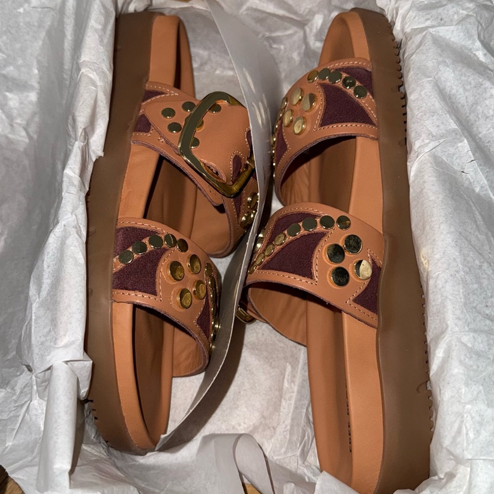 Free People Women's Orange and Brown Sandals - Picture 4 of 5